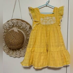 Max Studio Sunny Yellow Kids Dress with Embroidery NWT